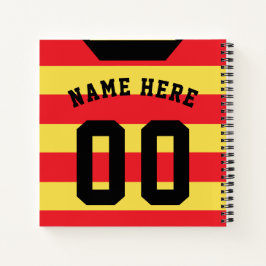 Red Stripes Jersey Template Notebook, Fußball Notizbuch