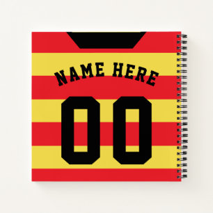 Red Stripes Jersey Template Notebook, Fußball Notizbuch