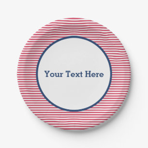 Red Stripes, Marine Border American, Patriotic Pappteller