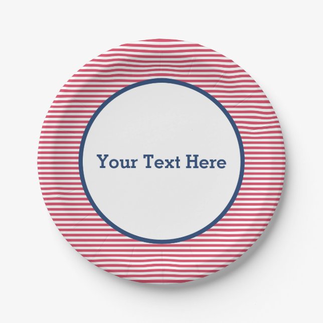 Red Stripes, Marine Border American, Patriotic Pappteller (Vorderseite)