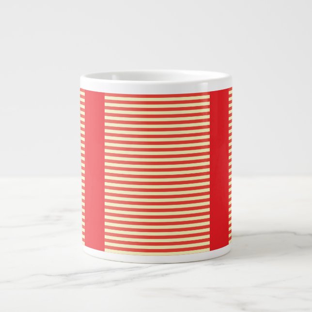 Red Stripes Red Gift Jumbo-Tasse (Vorderseite)
