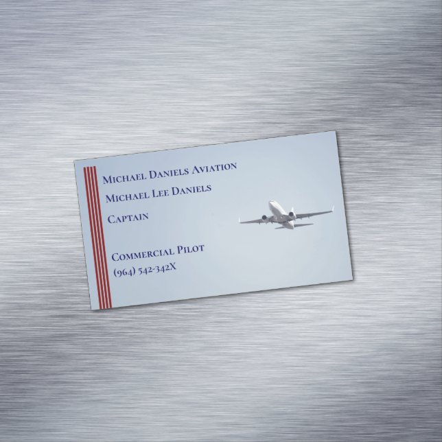 Red Strips Kommerzieller Flugzeugkapitän Pilot Magnetische Visitenkarte (Beispiel)