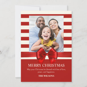 Red Strips Weihnachtsbänder Foto Feiertagskarte