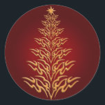 Red Stylish Christmas Tree Stickers<br><div class="desc">Erleben Sie den Urlaubssinn mit diesen schönen Stilgolden-Aufklebern mit rotem Hintergrund.</div>
