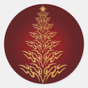 Red Stylish Christmas Tree Stickers