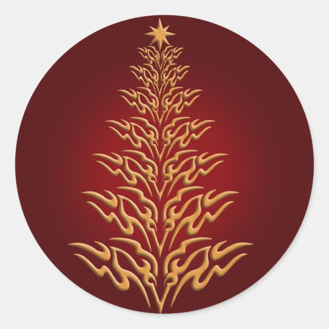 Red Stylish Christmas Tree Stickers (Vorderseite)