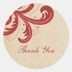 Red Stylish Wirbel Danke Stickers