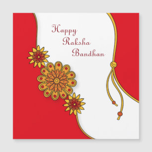 Red Stylized Happy Raksha Bandhan Magnetkarte