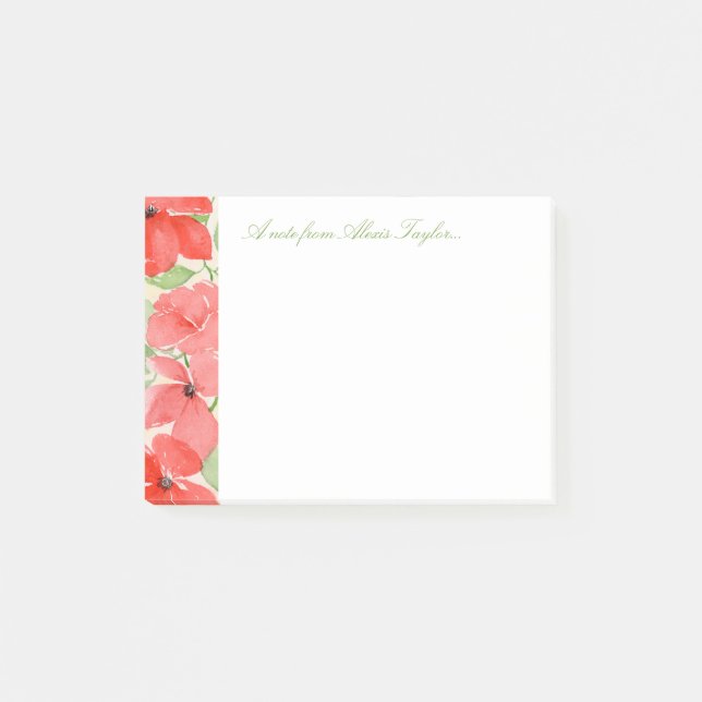 Red Summer Poppies Post-it Klebezettel (Vorderseite)