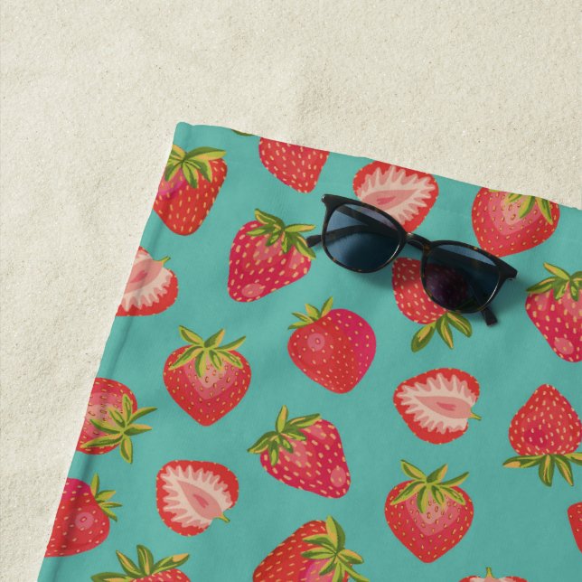 Red Summer Strawberry Frucht Green Beach Handtuch (Beispiel)