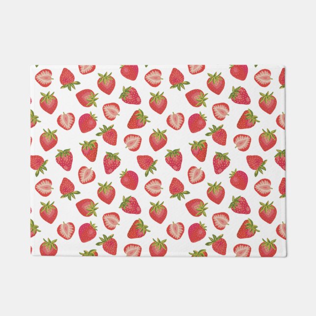 Red Summer Strawberry Pattern Fußmatte (Vorderseite)