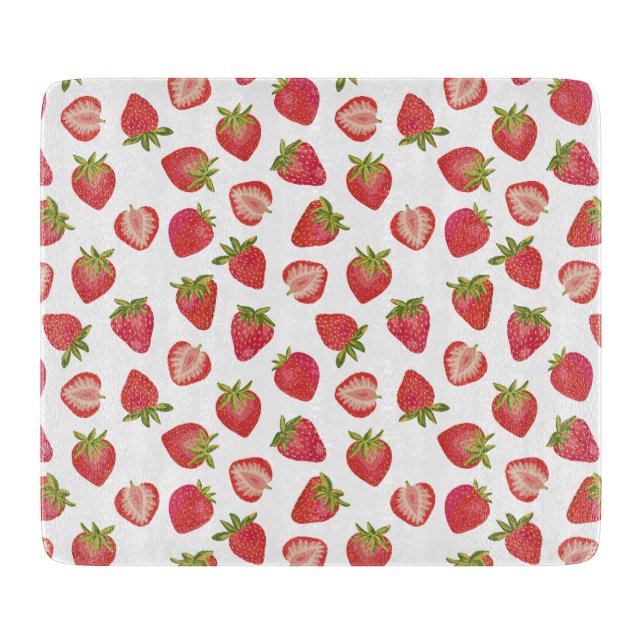 Red Summer Strawberry Pattern Schneidebrett (Vorderseite)