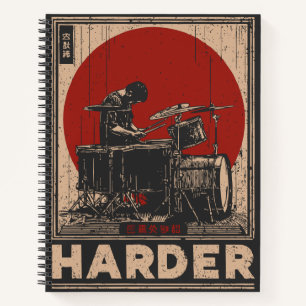 Red Sun Drummer Motivierend Musikkunst Notizbuch