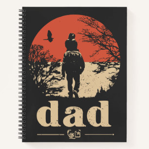 Red Sun Father Son   Silhouette Portrait Notizbuch