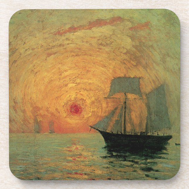 Red Sun von Maxime Maufra, Vintager Impressionismu Getränkeuntersetzer (Vorderseite)