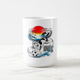 Red Sun Wave Design - Japanese Soccer Cat Kaffeetasse