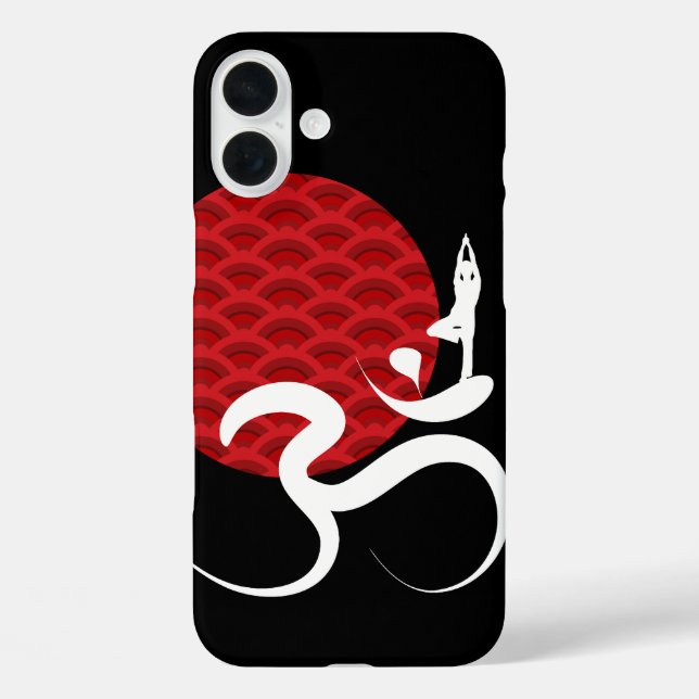 Red Sun Yoga Spiritual Indian Meditat Om Ohm Logo iPhone 16 Plus Hülle (Rückseite)