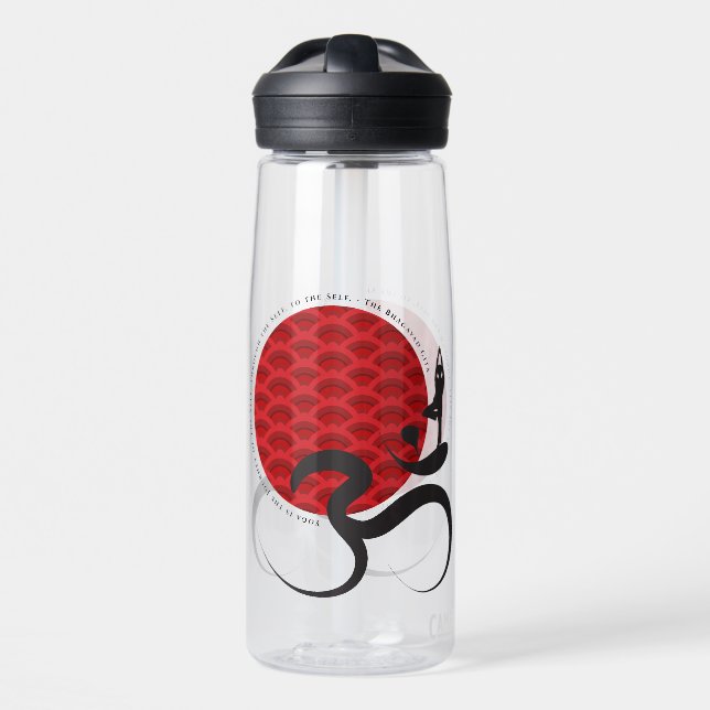 Red Sun Yoga Spiritual Indian Meditat Om Ohm Logo Trinkflasche (Vorne)