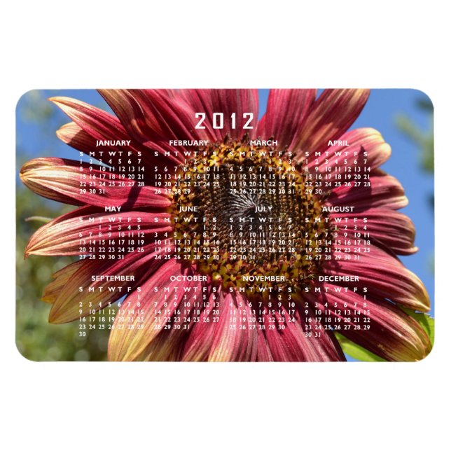 Red Sunflower Calendar Magnet (Horizontal)