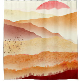 Red Sunset Duschvorhang