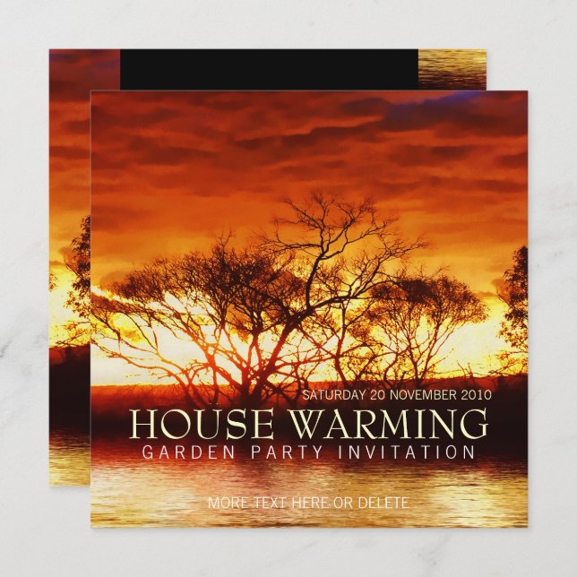 Red Sunset House Garden Party Einladung (Vorne/Hinten)