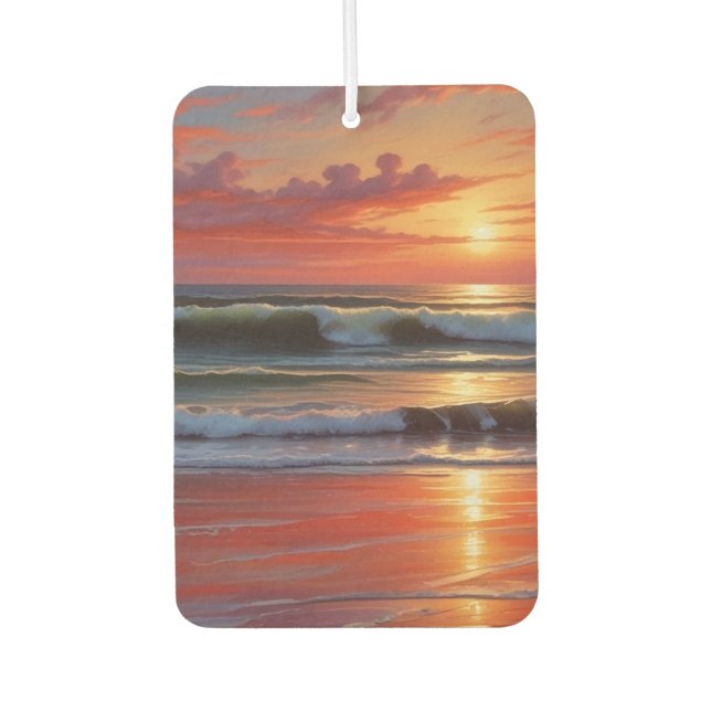 Red Sunset Ocean Seascape Malerei Artwork Autolufterfrischer (Vorderseite)