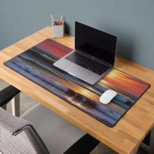 Red Sunset Ocean Seascape Malerei Artwork Schreibtischunterlage