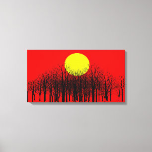 Red Sunset Wrapped Canvas Leinwanddruck