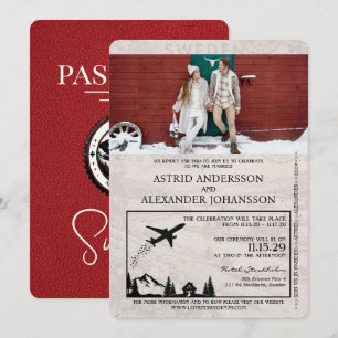 Red Sweden Passport Hochzeitseinladung Einladung