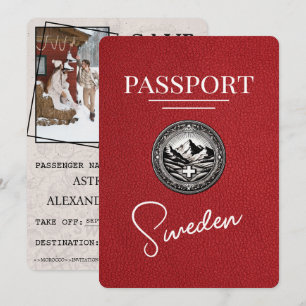 Red Sweden Passport Save the Date