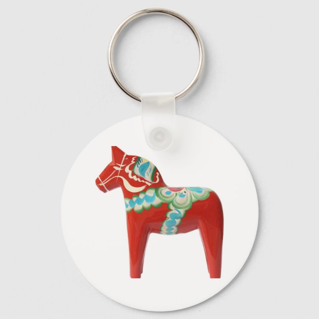 Red Swedish Dala Horse Schlüsselanhänger (Vorderseite)