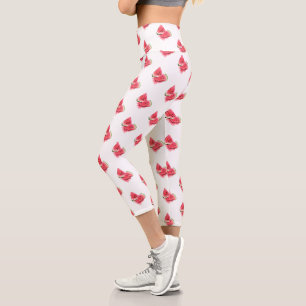 Red Sweet Juicy Watermelon Pieces Duftsch Zeichnen Capri Leggings