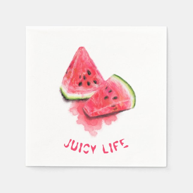 Red Sweet Juicy Watermelon Pieces Duftsch Zeichnen Serviette (Vorderseite)