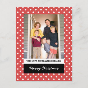 Red Sweet Polka Dot Holiday Foto Postkarte