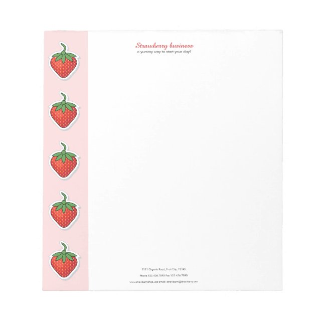 Red Sweet Strawberry - personalisierte Vorlage Notizblock (Vorderseite)
