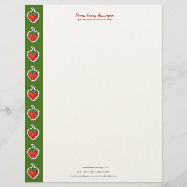 Red Sweet Strawberry - personalisierter Text und A Briefkopf (Vorderseite)