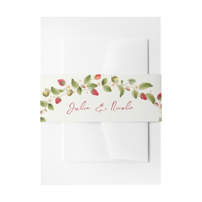 Red Sweet Wild Strawberry Blume Hochzeit Einladungsbanderole (Vorderseite Beispiel)