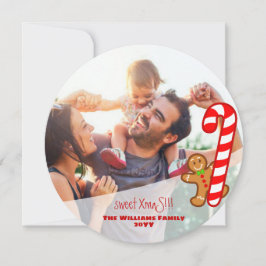 Red sweet XmaS Gingerbread Candy Cane-Odd 1 Runde Feiertagskarte