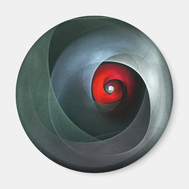 Red Swirl Artistic Modern Abstrakt Art Pattern #19 Magnet (Vorne)