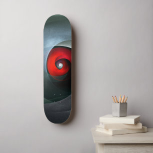 Red Swirl Artistic Modern Abstrakt Art Pattern #19 Skateboard