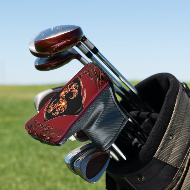 Red Swirl: Passionate Drive & "Nice Day" Fractal G Golf Headcover (In Situ)