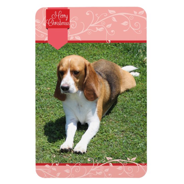 Red Tab & Blüh Merry Christmas Magnet (Vertikal)