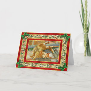 Red Tabby Cat Blank Christmas Card Feiertagskarte