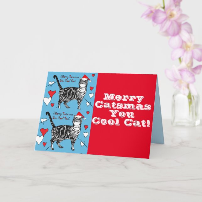 Red Tabby Cat Frohe Weihnachten Coole Katzen Karte (Orchidee)