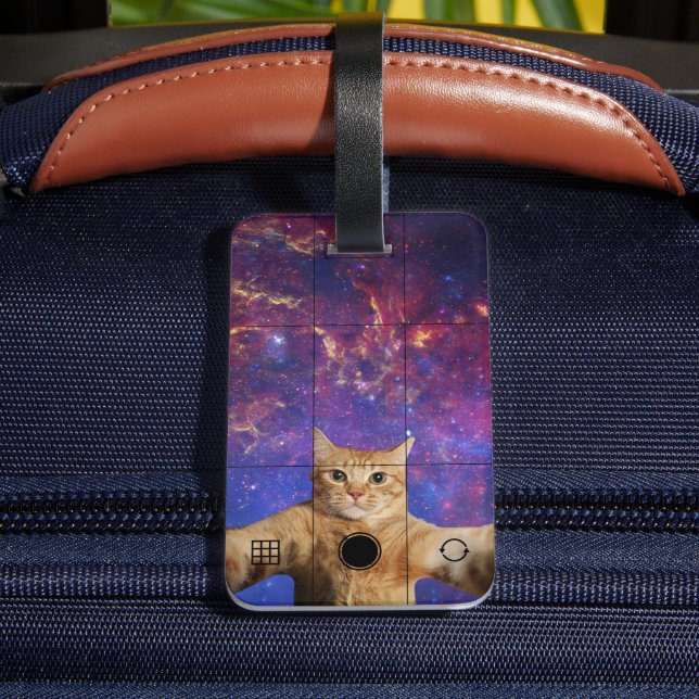 Red Tabby Cat Selfie im Weltraum Gepäckanhänger (Rückseite Insitu 4)