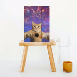 Red Tabby Cat Selfie im Weltraum Postkarte