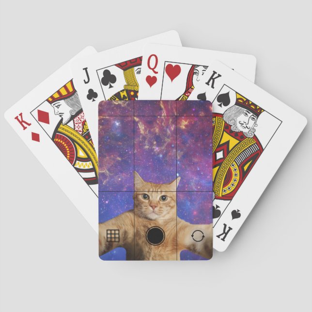 Red Tabby Cat Selfie im Weltraum Spielkarten (Rückseite)
