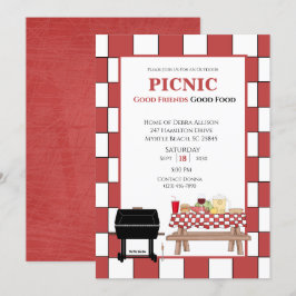 Red Tablecloth Picnic GRILLEN Outdoor Grill Einladung