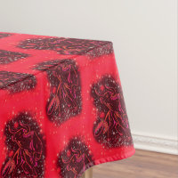 Red Tableclout mit Running Bull in der frühen Nach