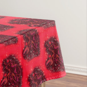 Red Tableclout mit Running Bull in der frühen Nach Tischdecke
